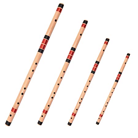 SET of 4 Bansuri, D, E, F & G Natural Medium Right Hand