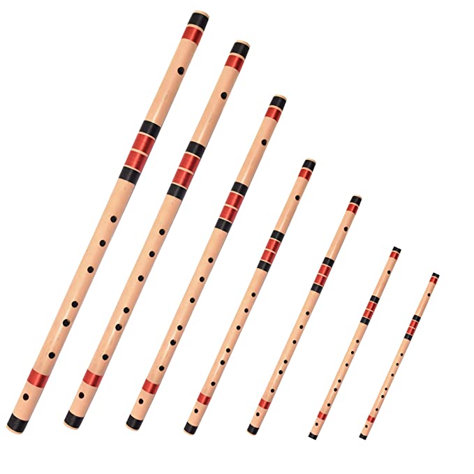 SET of 7 Bansuri, C, D, E, F, G, A & B Natural medium Right Hand